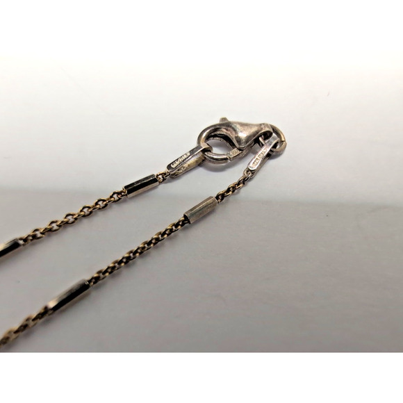 925 Square Bead Fancy Link Chain Necklace Goldtone Sterling Silver - Picture 3 of 5